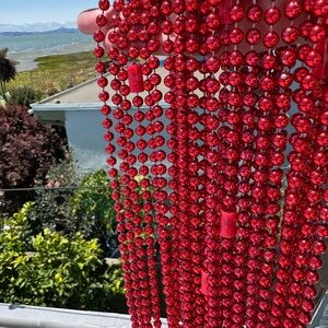 Vibrant Red Mardi Gras/party beads 24 count